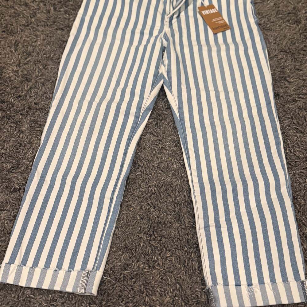 Kensie - Vintage Style Cuffed High-Ride Striped Jean - Size 10 - Brand New w/ Ta